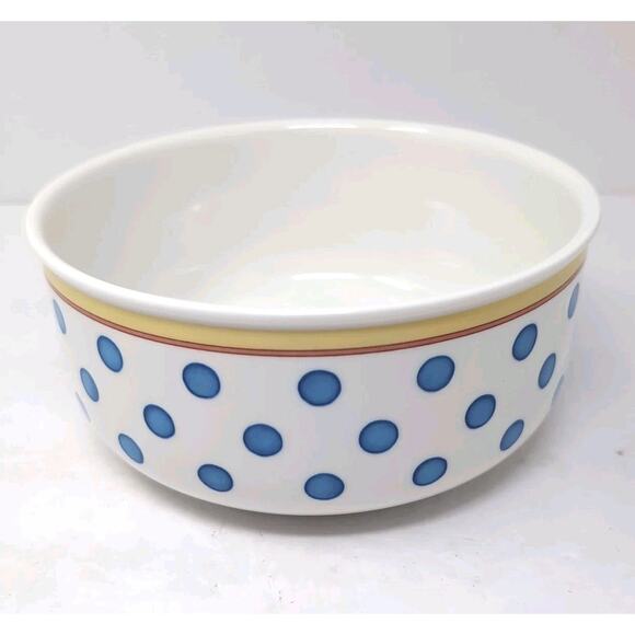 VTG Villeroy & Boch Twist Anna 2 Round Vegetable Bowls White Blue Polka Dots - Picture 3 of 14